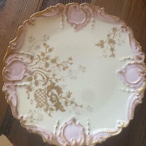 Limoges France Elegant Pink and Gold Decorative Collector Plate rare 8.5”